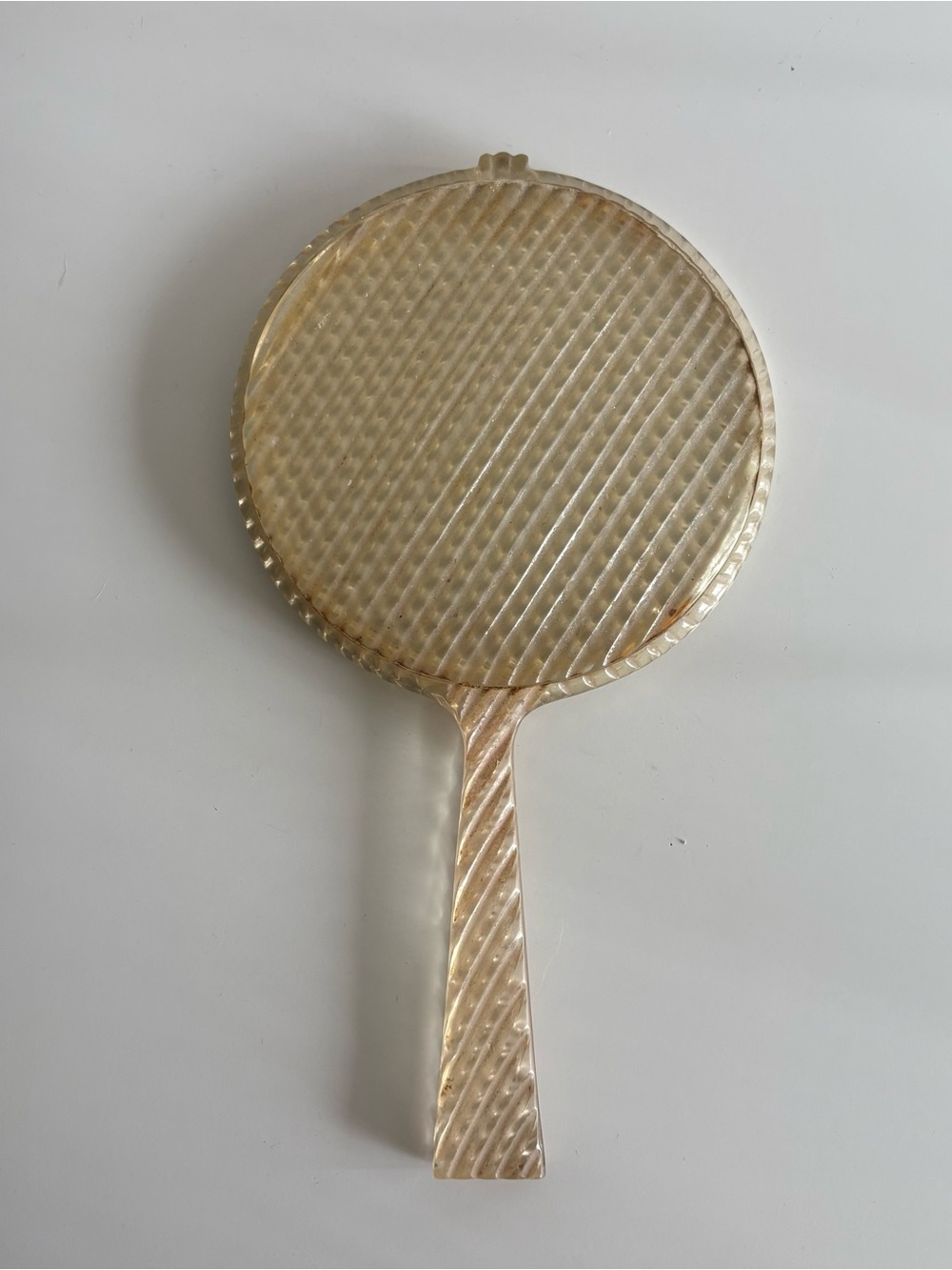 Vintage Clear Lucite Acrylic Handheld Mirror Hollywood Regency Vanity Decor